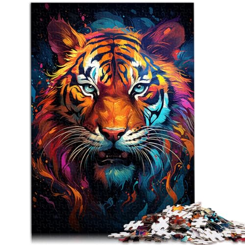 Puzzle für Erwachsene, wildes Gemälde, Feuertiger, Puzzle 1000 Stück, Holzpuzzle, ganze Familie, 1000 Teile (50 x 75 cm)