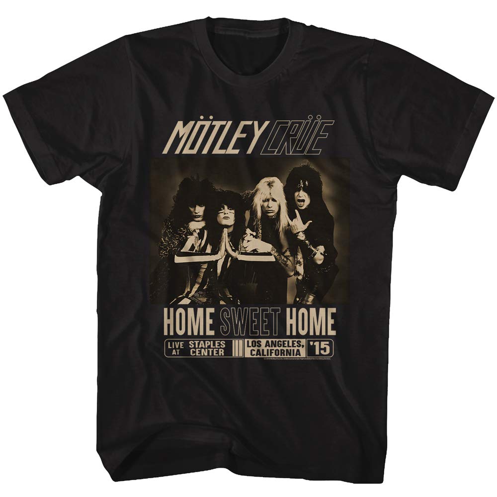 Motley Crue 1981 Heavy Metal Rock Band Home Sweet Home T-Shirt für Erwachsene, Schwarz - Schwarz - Mittel