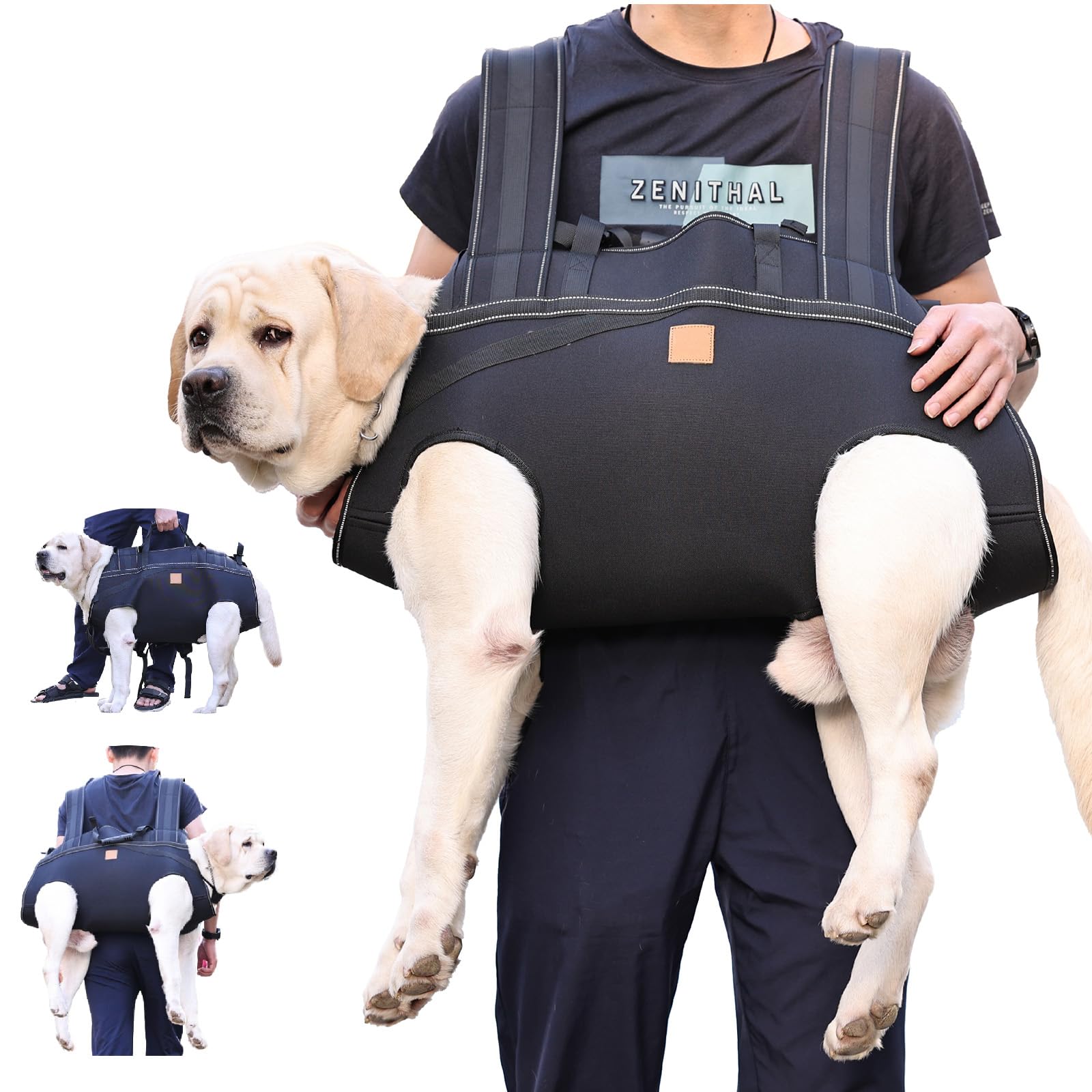 Dog Harness Backpack for Large Dogs, Full Body Sling with Handle, Rehabilitation Carrier for Stairs/Cars, Old Joint Injuries, Arthritis, Hind Leg Support