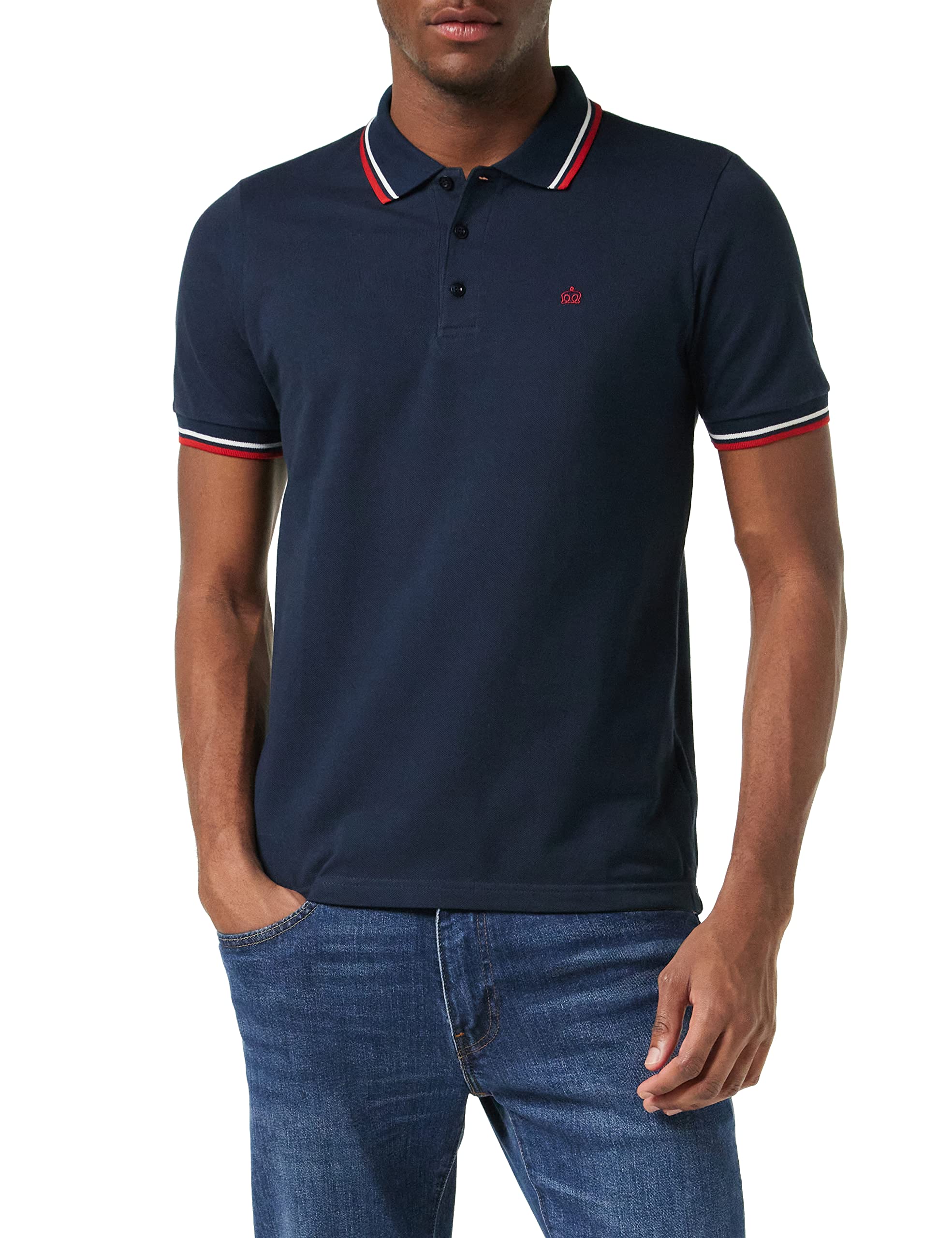 Merc of London Herren, Poloshirt, CARD, Polo Shirt, Blau (Navy/Red), S