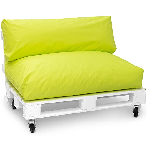 Jumbo XXL Palettenkissen Set von Spatium abnehmbar Bezug wasserdicht gesteppt Palettenpolster Palettenauflage Palettensofa (Apfel Grün , 2er Set)