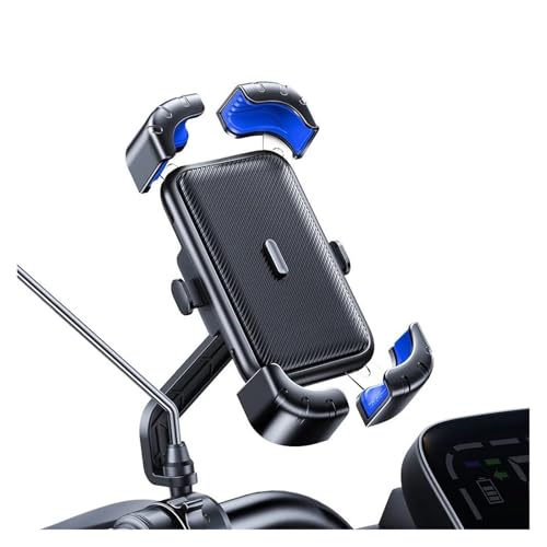 Handyhalterung Motorrad Telefonhalter 360°-Ansicht Universeller -Telefonhalter Für 4,7-7,2-Zoll-Mobiltelefonständer Stoßfester Halterungsclip Handyhalter Fahrrad(S1 Blue)