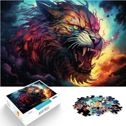 Puzzle zum Verschenken, farbenfrohes psychedelisches Puzzle von Fire Predator für Erwachsene, 1000 Teile, Puzzle-Geschenke, Holzpuzzle, Spielzeug, Wanddekoration, 1000 Teile (50 x 75 cm)