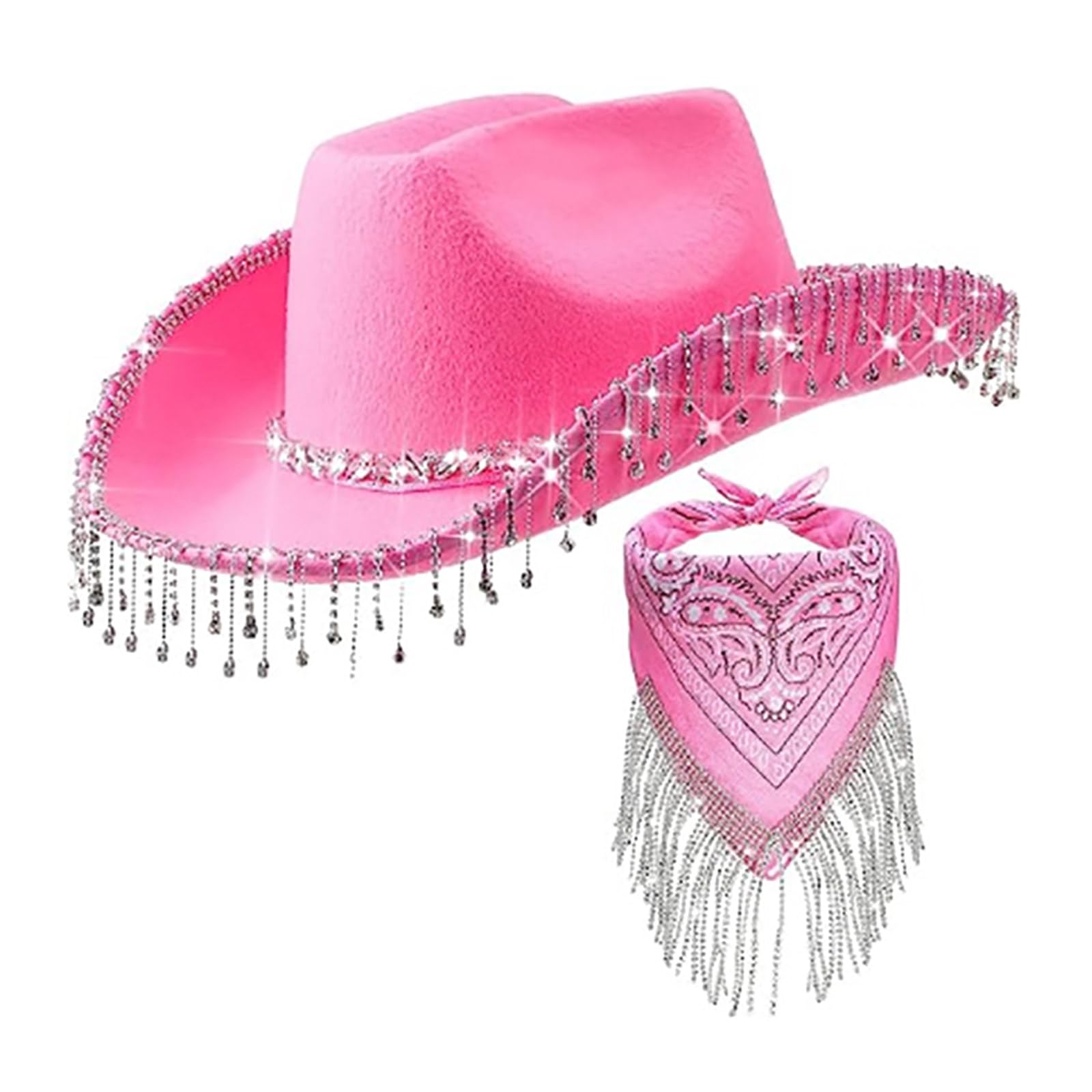 Uitndvyte Cowgirl-Kostüm-Set mit Strass-Fransen für Party, Bandana, Damen, Brautparty, Kostüme, Club-Anzug