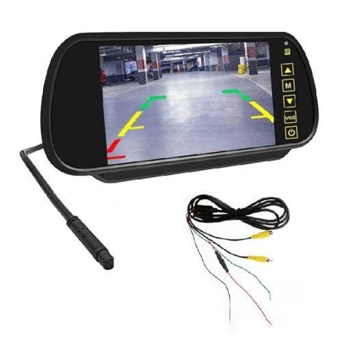 Qhpnunhq 7-Auto-LCD-Spiegelmonitor, 2 AV-Eingänge, Anzeige Zur Unterstützung der Rückfahrkamera, Langlebig und Fein Verarbeitet