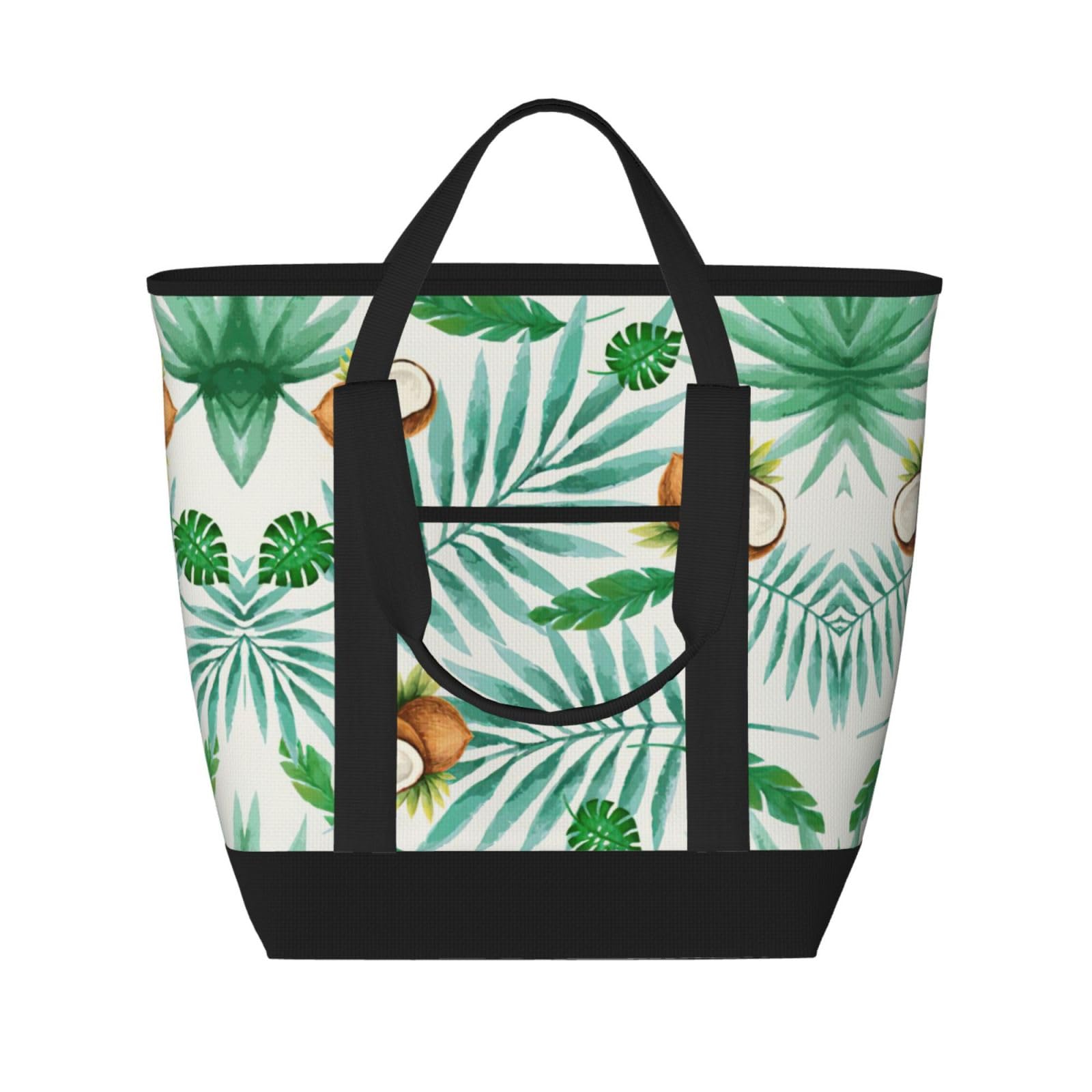 YQxwJL Sommer-Tragetasche mit Kokosnussbaum-Druck, großes Fassungsvermögen, isolierte Lunchtasche, wiederverwendbare Einkaufstasche mit Reißverschluss für Damen und Herren