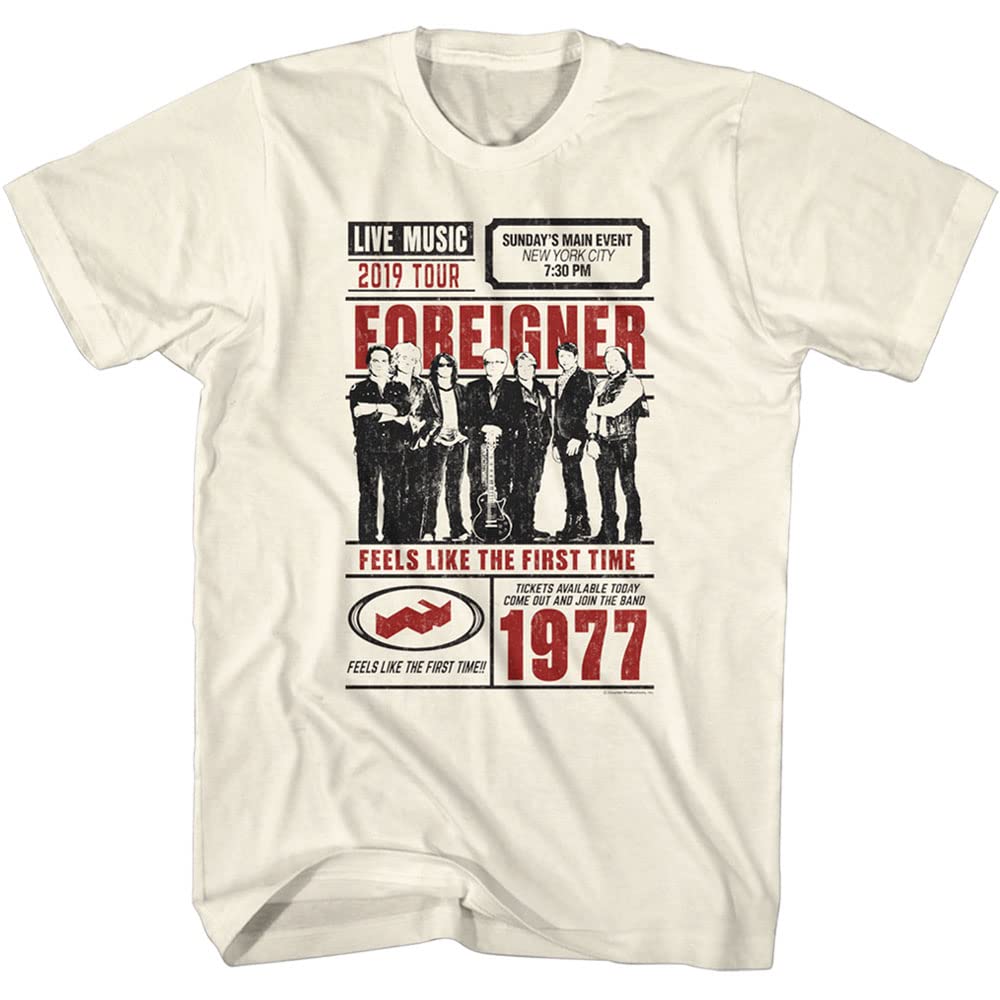 American Classics Foreigner 80er Jahre Band Live Tour Poster Erwachsene Kurzarm T-Shirts Grafik Tees, beige, XX-Large