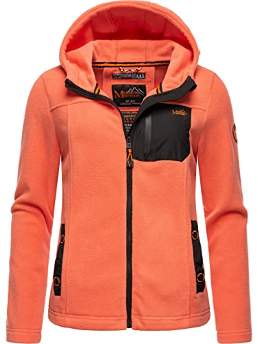 MARIKOO Damen Fleecejacke warm mit Kapuze Mount Iwaki Coral Gr. M