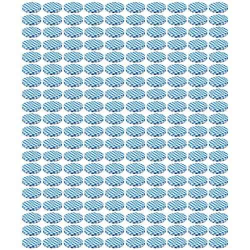 WELLGRO® Einmachdeckel To 82 - blau kariert, Metall, Ersatzdeckel für Einmachglas - verschiedene Mengen wählbar, Stückzahl:1000 Stück