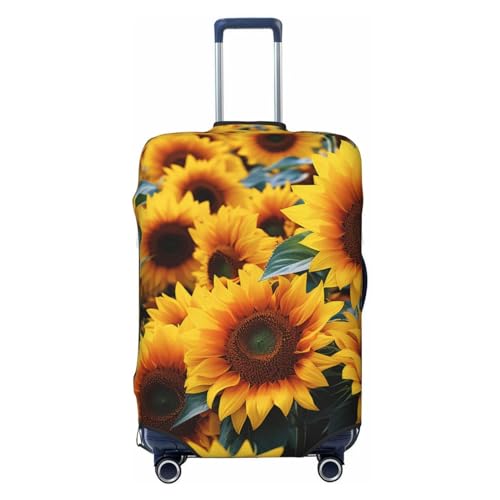 CSGJMYGS Viele schöne Sonnenblumen-Gepäckabdeckungen für Koffer, waschbar, modisch, dehnbar, kratzfest, passend für 45,7 - 81,3 cm Gepäck, XL, Schwarz, XL, Schwarz , XL