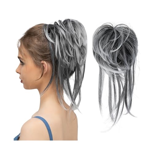 Haarteile Haarknoten Synthetische elastische Messy Bun-Haarteile, lockiges Haargummi, schwarz, blond, braun, Chignon-Band, Hochsteckfrisur, Donut for Frauen, natürliches Kunsthaar Brötchen Haare(1B 17