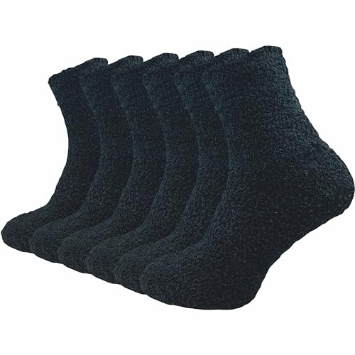 GAWILO Herren Kuschelsocken (6 Paar) weiche & flauschige Haussocken - Wintersocken | warme Bettsocken - Schlafsocken - Plüschsocken (DE/NL/SE/PL, Numerisch, 39, 42, Regular, Regular, schwarz)