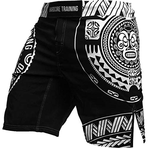 Hardcore Training TA Moko Schwarz Fight Shorts Kurze Hose Herren MMA BJJ Grappling Fitness Boxen Muay Thai No Gi Sporthose