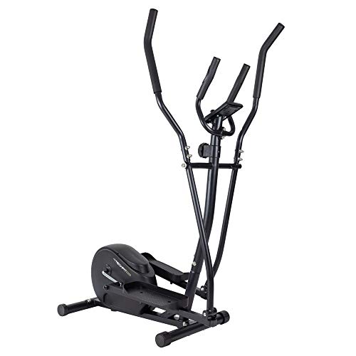 TechFit E250 Elliptisches Fitness-Fahrrad für zu Hause mit Computer, Lenkrad 5,5 kg, 8 Schwierigkeitsstufen, Crosstrainer, Schwarz