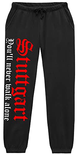 Stuttgart Never Walk Alone Jogginghose | Fussball Ultras Sport Freizeit Stuttgart Hose Herren | (L)