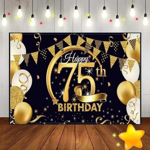 Alles Gute zum 75. 80. Geburtstag Prinz Hintergrund für Fotografie Hintergrund Rot Dekoration Stil Goldene Hintergründe Silber und Marineblau 350x230cm