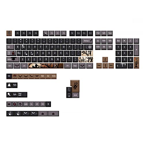 Space Keycaps 136-Tastenkappe, Kirsch-Höhe 85 %, PBT-Farbstoff-Sublimation, Halloween, mechanische Tastatur, PBT-Tastenkappen, Halloween-Thema, 136 Tasten, Kirschprofil