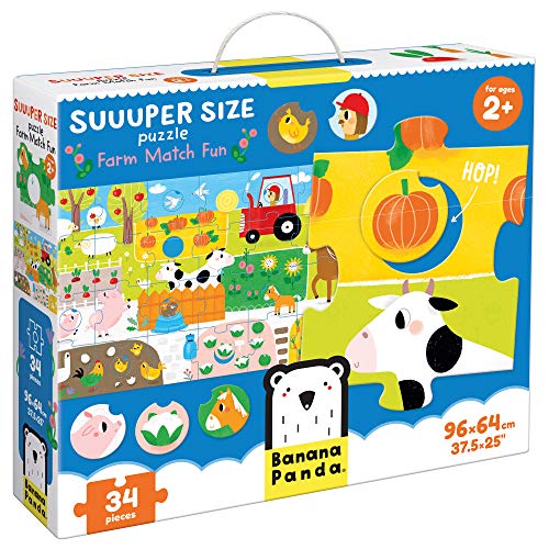 Banana Panda 49108, Spiel, Suuuper Size Puzzle Farm Match Fun – Großes Bodenpuzzle und Zuordnungsaktivität mit 34 Teilen, für Kinder ab 2 Jahren und älter