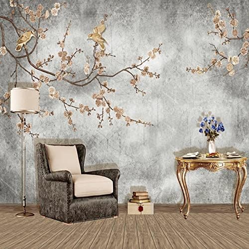 XLMING Handgemalte Vögel Und Blumen Im Vintage-Stil 3D Tapete Home Dekoration Wohnzimmer Sofa Schlafzimmer Tv Hintergrund Wand-200cm×140cm