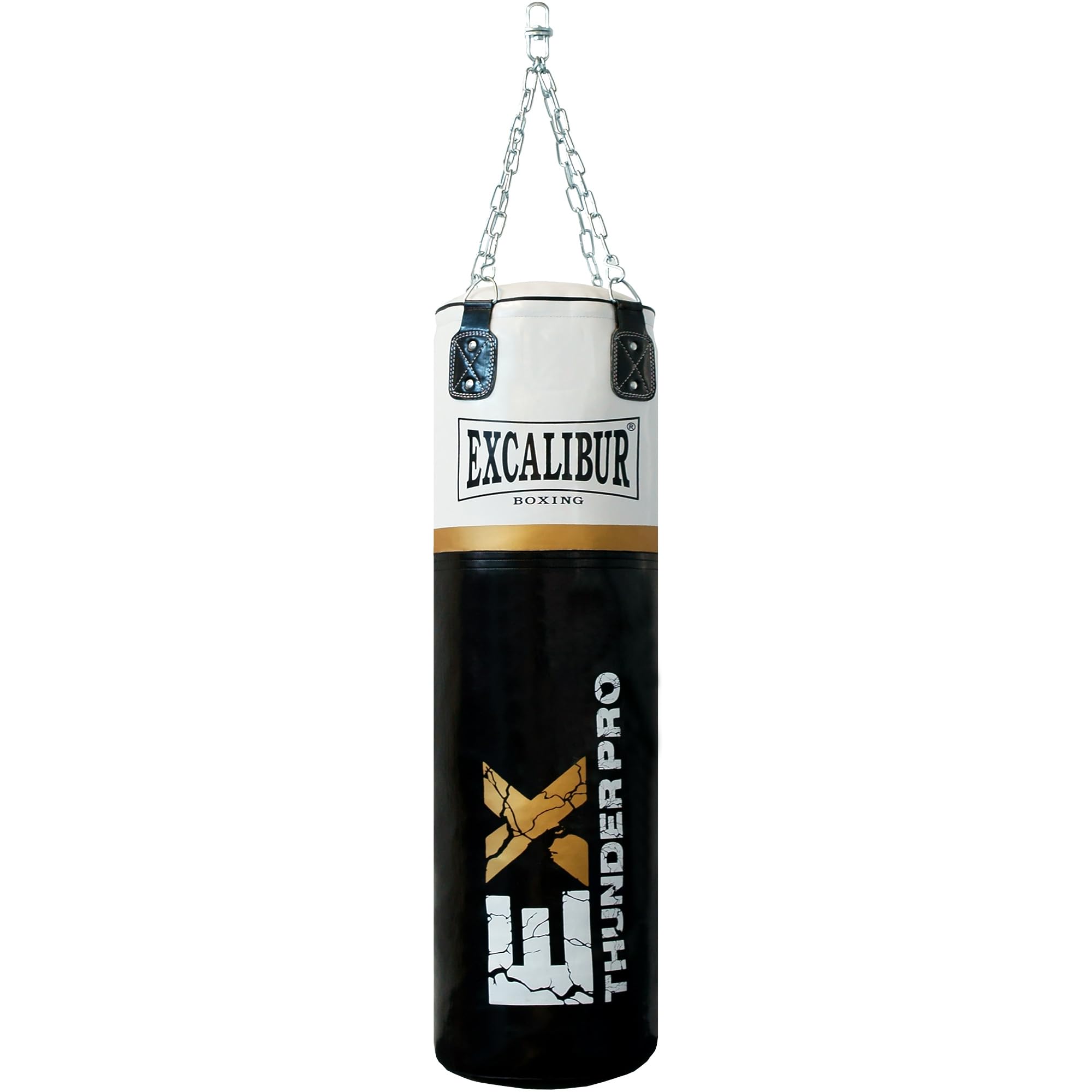 MAXXUS Boxsack PRO Excalibur/Thunder 120 - Gefüllt, Hängend, Vierpunkt-Stahlkette, 120 x 35cm, 34 kg - Punching Bag, Sandsack für Boxen, MMA, Muay Thai, Kickboxen, Kampfsport (#2 Thunder PRO 120)