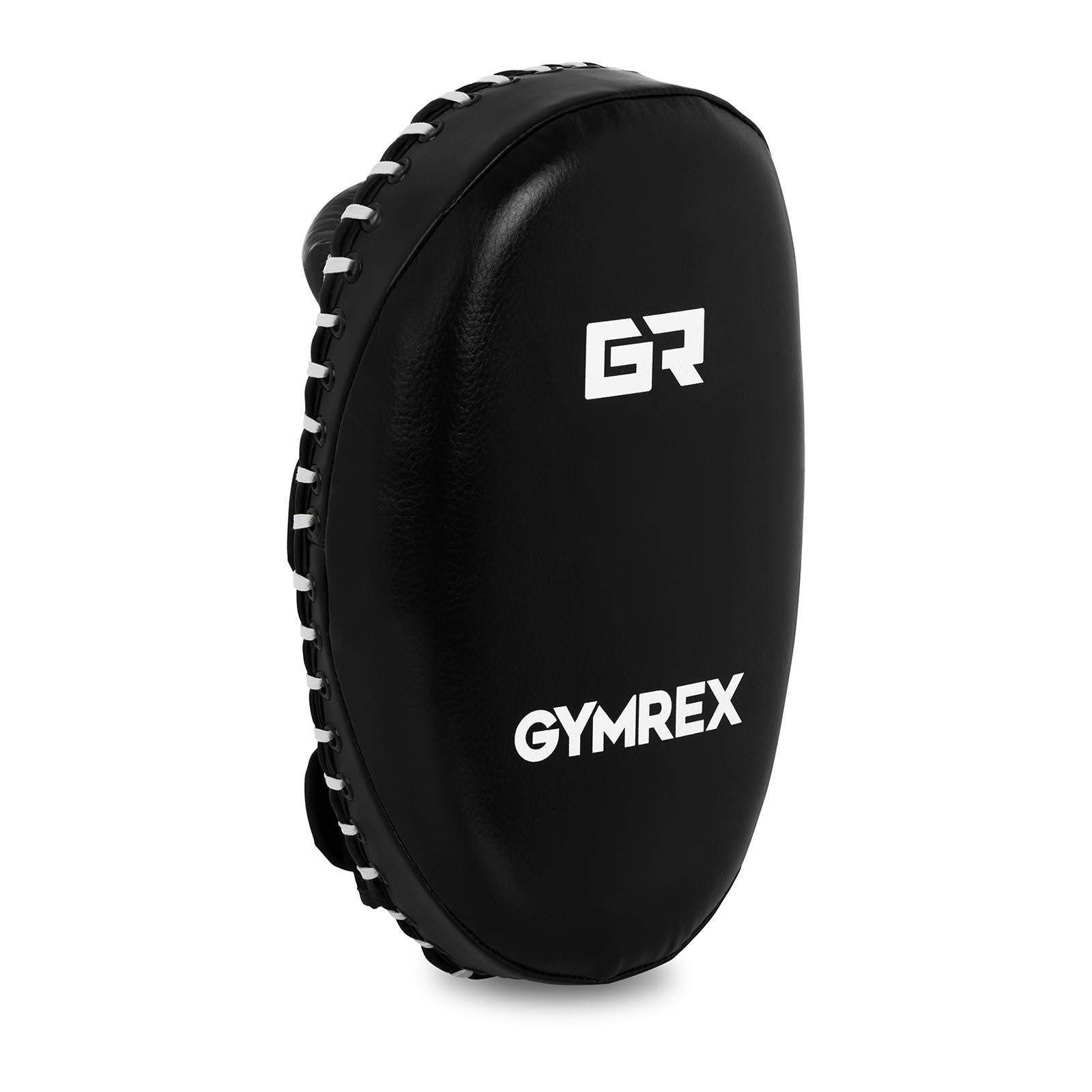 Gymrex GR-HT 21W Schlagpolster Kampfsport Pratzen Boxen Boxpratzen Schlagkissen Muay Thai 350 x 210 mm schwarz weiße Naht