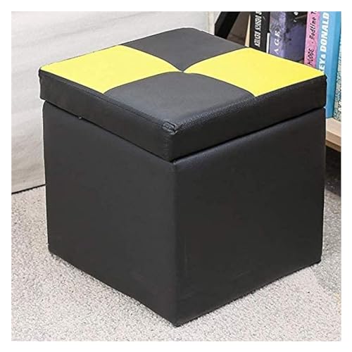 RAABYU Cube Kunstleder Lagerung Fuß Hocker Pouf Sitzbank, mit Scharnier Top Organizer Box Pouf Brust Einzel