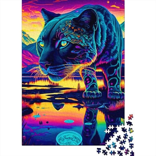 Kunstpuzzle für Erwachsene 500 Teile, Tierleopard für Erwachsene, 500 Teile, Puzzlegeschenke, Lernspielzeug, Familienspiele (Größe 52x38cm)