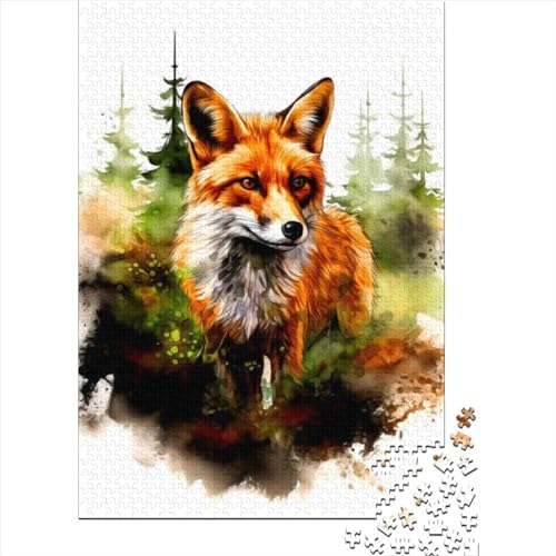 Puzzles 500 Teile Fuchs-Puzzle für Erwachsene Holzbrett-Puzzle Weihnachtspuzzle Geschenke Größe: 52x38cm