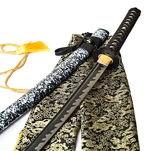 tsiao chih 40 Zoll handgeschmiedetes Japanisches Samurai Schwert Full Tang 1060 Kohlenstoffstahl Eisen Tsuba echtes Katana Schwert, L