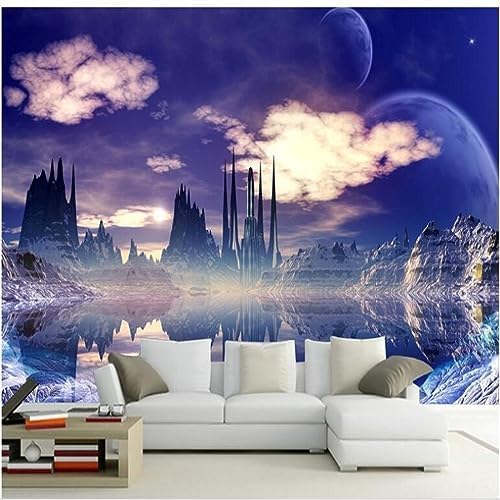 XLMING Zukünftige Fremde Stadt In Winterlandschaft 3D Tapete Home Dekoration Wohnzimmer Sofa Schlafzimmer Tv Hintergrund Wand-350cm×256cm