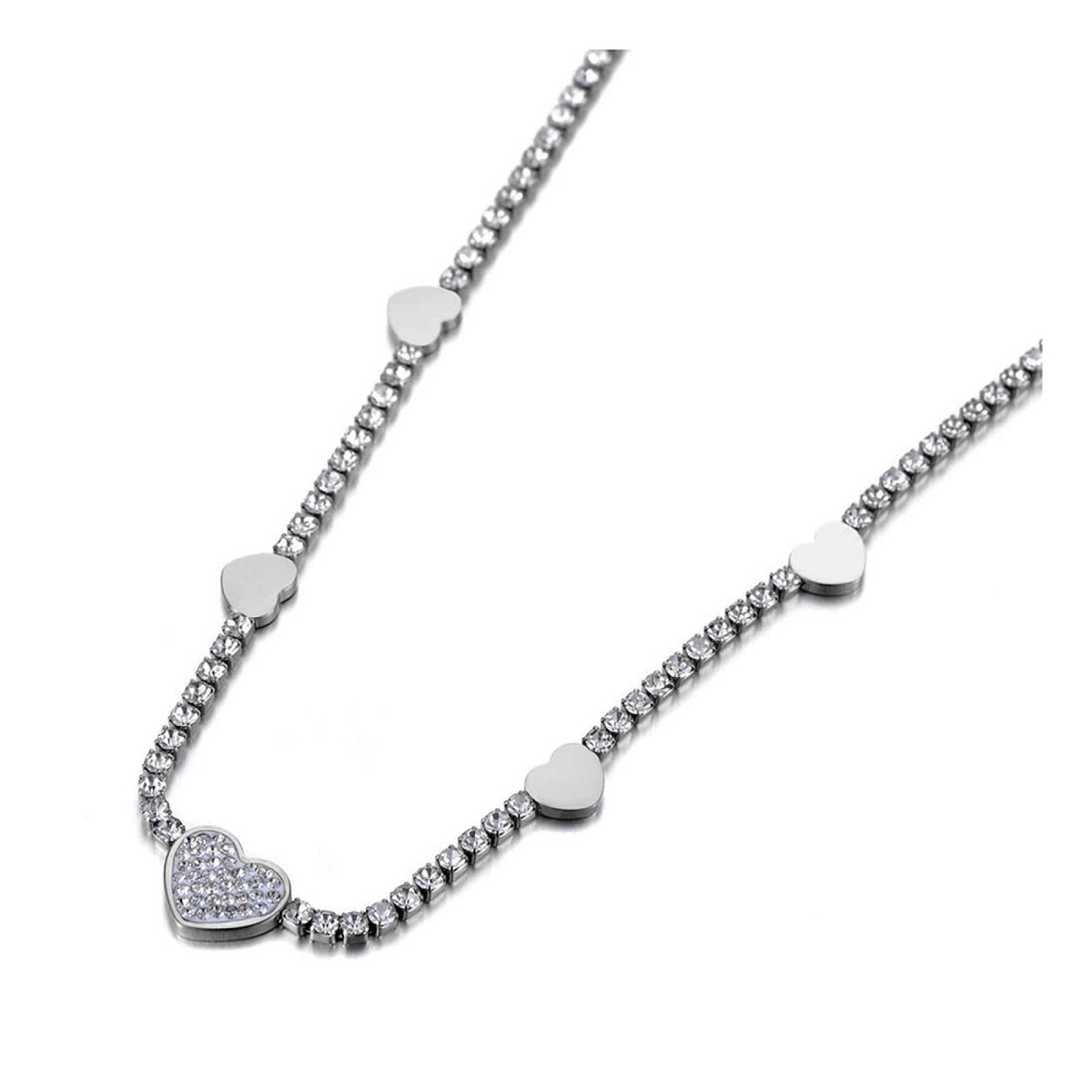 GZHENGZG Damen Schmuck Schöne Halskette Funkelnde Liebe Herz Choker Halsketten Für Frauen Schicke Strass Halskette Geschenk