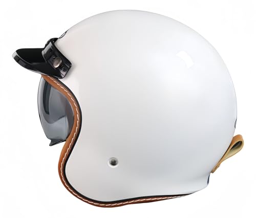 Retro Jet Motorradhelm Half Face ECE-Zertifizierung Vintage Helm Open Face Helm 3/4 Open Face Motorradhelm Erwachsener Open Face Schutzhelm Mopedhelm A,S55-56CM