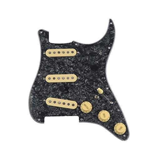 Geladenes Gitarren-Pickguard Geladene Pickguard-Pickups Gitarre-Alnico 5-Pickups SSS. Single Coils Pickups/Gelbe Pickupabdeckungen Set (Color : 15)