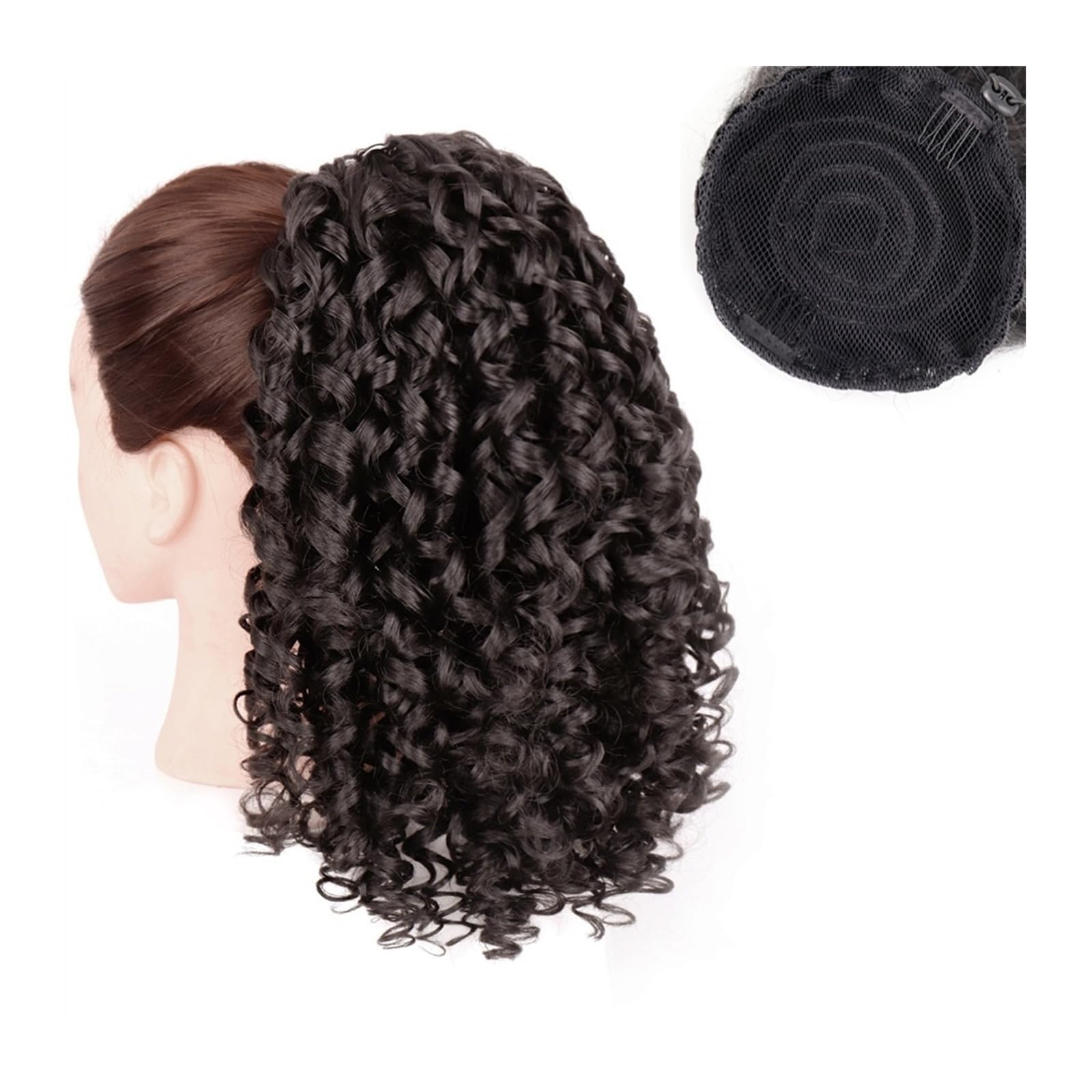 Pferdeschwanz Haarteil Kurze Afro Kinky Curly Pferdeschwanzverlängerung for schwarze Frauen, 12-Zoll-Puff-Pferdeschwanz mit Kordelzug und 2 Clips, synthetischer Afro-Pferdeschwanz mit Kordelzug Pferde