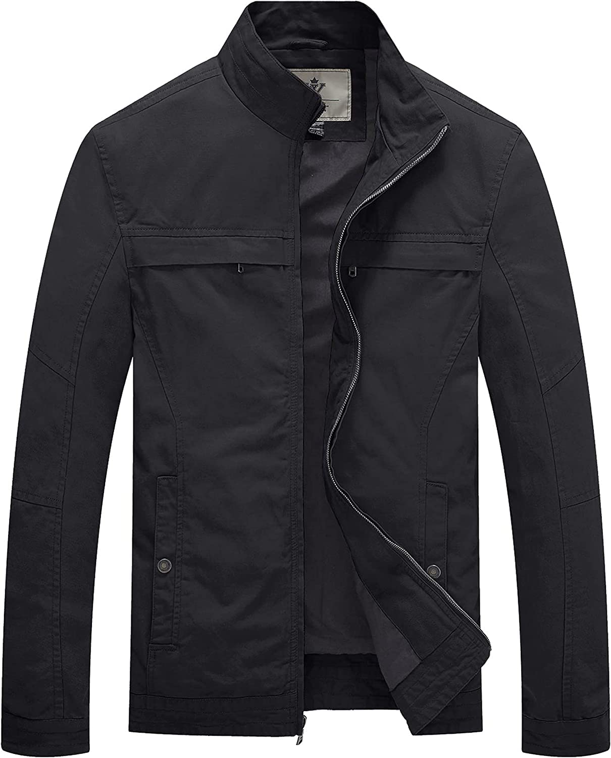 WenVen Herren Militär Jacke Leicht Jacke Übergang Feldjacke Cargojacken Kurzjacke Jacke Büro Cotton Jacke Blouson Baumwolle Jacke Sommerjacke Grau S