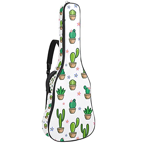 Tasche für Akustikgitarre mit mehreren Taschen Dicke Polsterung Wasserdichter Gitarrenkoffer Gig Bag 108,9 x 42,9 x 11,9 cm (Grüner Kaktus)