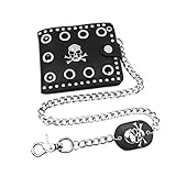 GAOINTELL Coole Punk-Gothic-Western-Totenkopf-Clutch-Geldbörsen aus Leder mit Kette für Herren