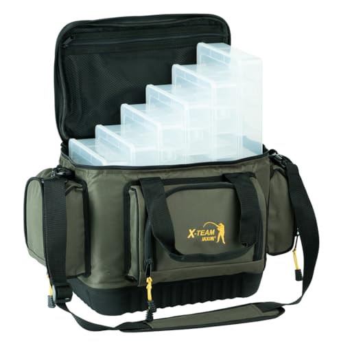 Jaxon Angeltasche + 4 Boxen Tackle Boxen Angelkoffer für Zubehör Wasser-Abweisend UJ-XTX08