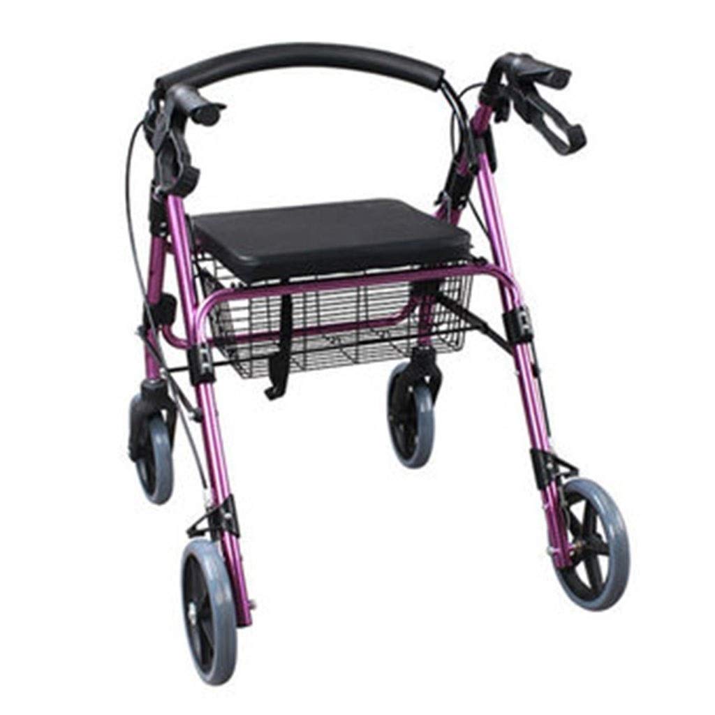 Walker, Aluminiumlegierung, zusammenklappbar, tragbar, Einkaufswagen, für ältere Menschen, vierrädriger Trolley, leichter Walker mit Sitz, Walker-Geschenk Comfortable anniversary