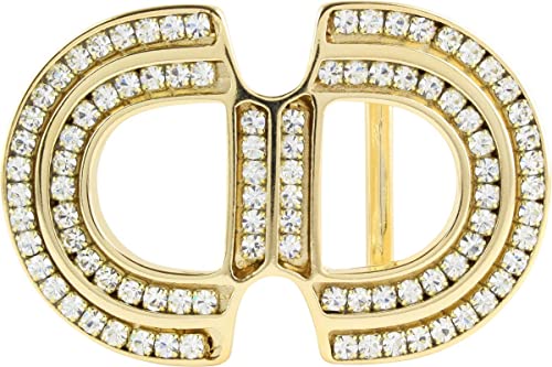 BELTINGER Gürtelschnalle Cristal Rounds 4,0 cm | Buckle Wechselschließe Gürtelschließe 40mm Massiv | Mit hochwertigem Strass besetzt | Gold