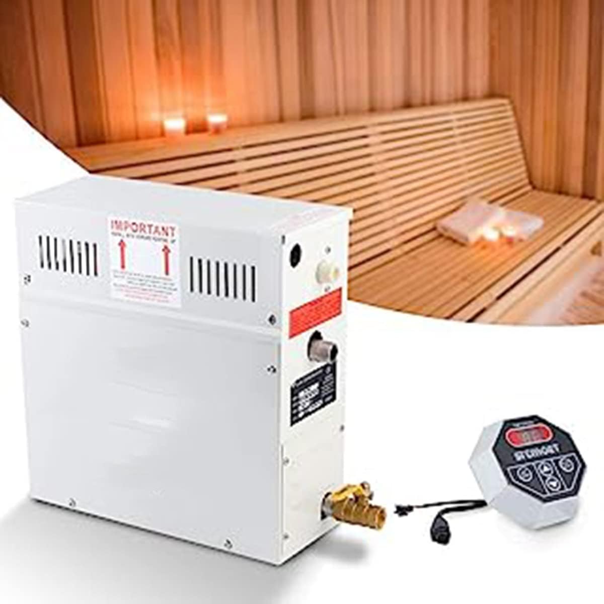 Dampfgenerator, ideal für Sauna/Dusche/SPA, geeignet für 6 m³ Raum – automatische Wärmespeicherung 35–55 °C, CE-Zertifiziert, 12 kW