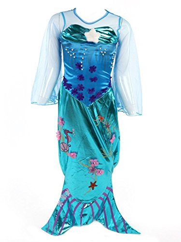 Katara 1777 - Meerjungfrauen Mermaid Mädchen Kostüm Verkleidung, Fasching Karneval Party, Größe 128/134, Blau Türkis