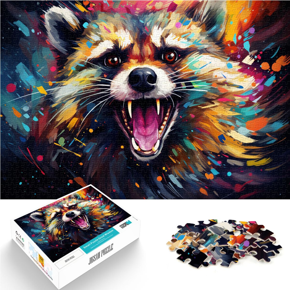 Puzzles Geschenke Spielzeuge Fantasy-Waschbär-Puzzle 1000 Teile für Erwachsene Holzpuzzle mit vollständig ineinander greifenden und zufällig geformten Teilen 1000 Stück (50 x 75 cm)