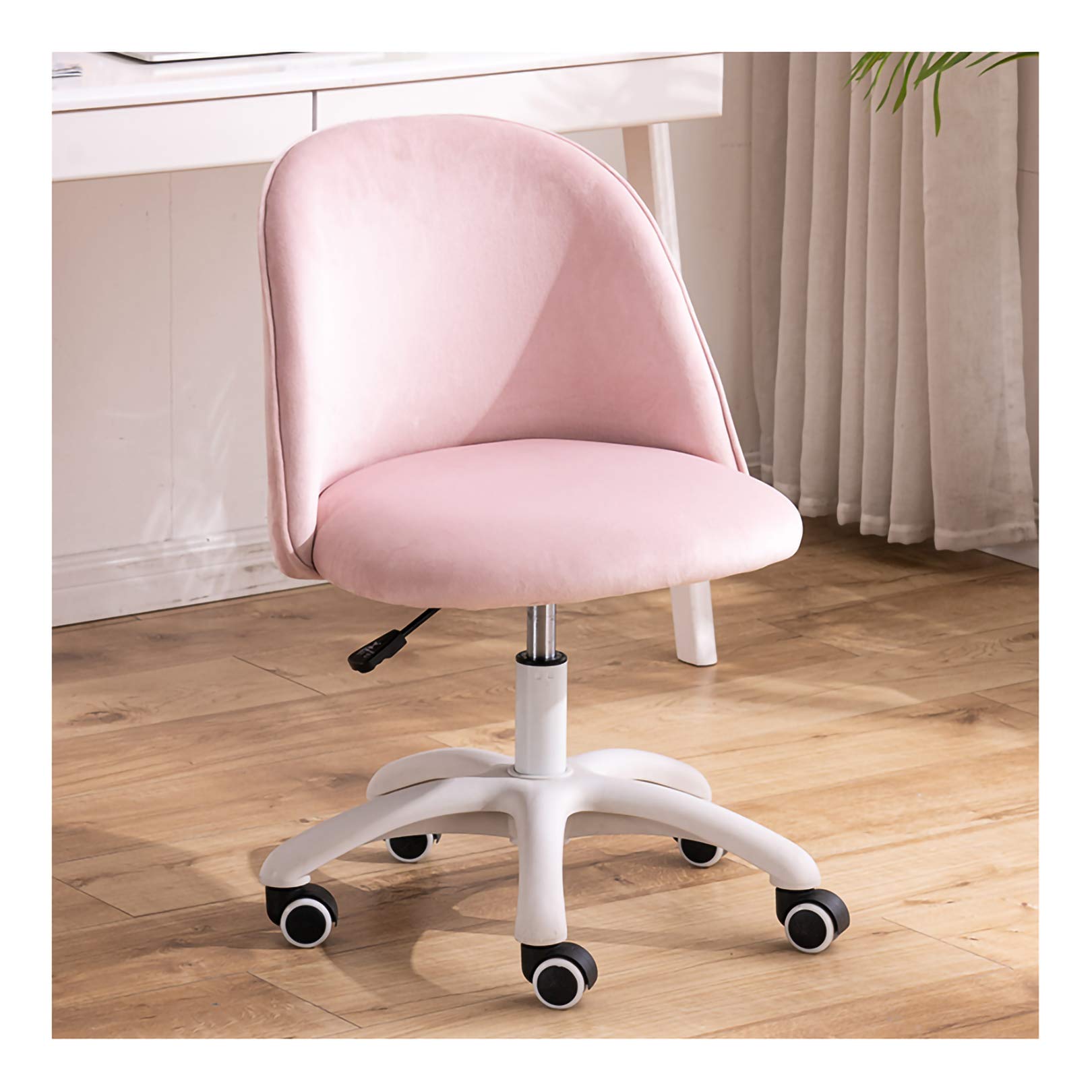 QYZUJIKL Drehbarer Schreibtischstuhl, Samt, Home-Office-Stuhl, verstellbar, drehbar, rollbar, bequemer Schreibtischstuhl ohne Armlehne, ergonomische Rückenlehne, Executive-Sitz für Home-Office-Stuhl