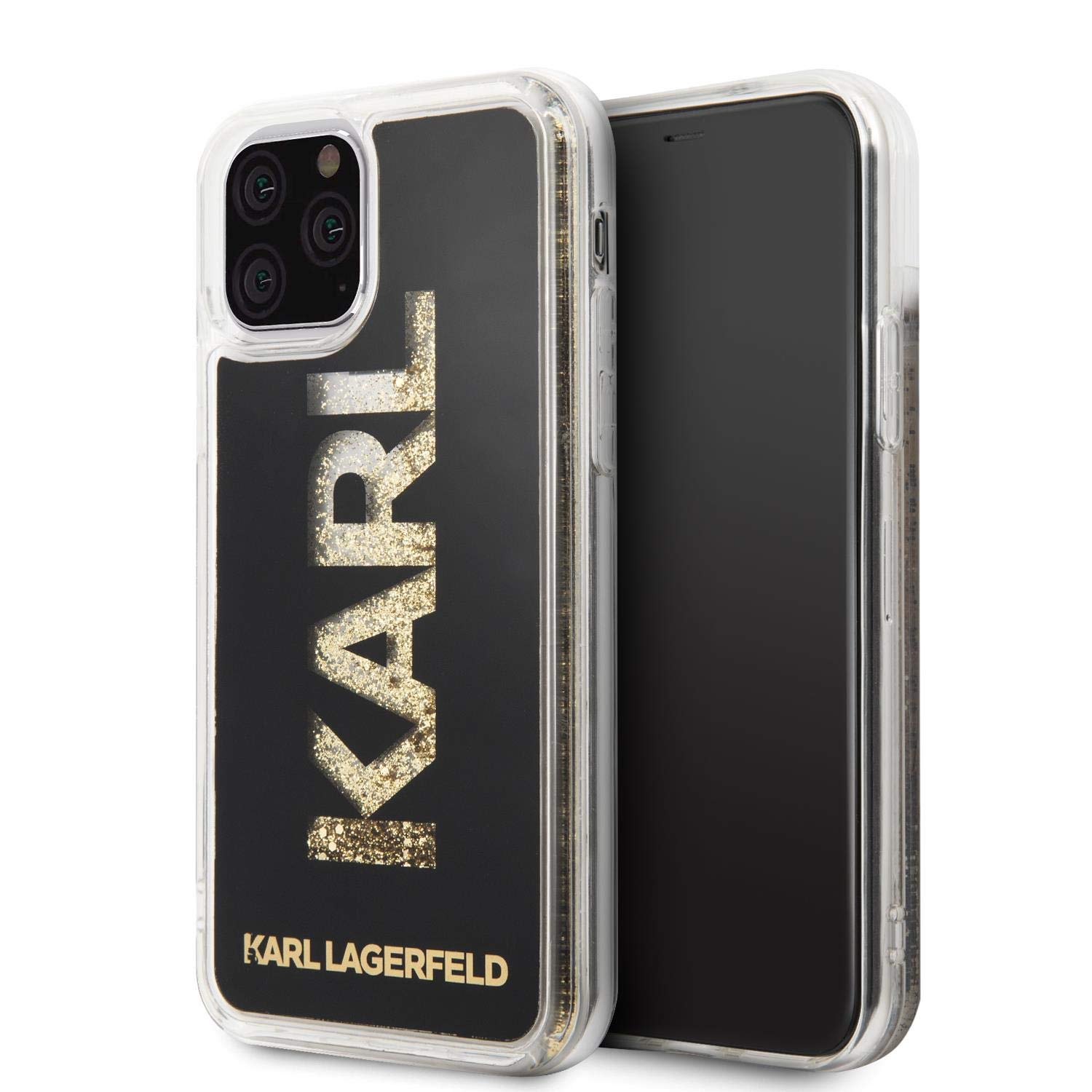 KARL LAGERFELD Schutzhülle für iPhone 11 Pro mit Glitzer-Logo, goldfarben