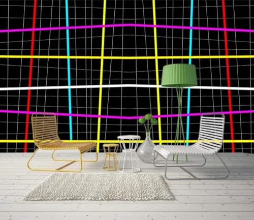 Abstrakte Farbige Linien Geometrie 3D Tapete Poster Restaurant Schlafzimmer Wohnzimmer Sofa TV Dekorative Wand-400cm×280cm