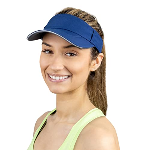 TrailHeads Visor Cap Damen - Sonnenschild Damen zum Laufen, Golf und Tennis – Recyceltes Tennis Cap Damen - Marineblau