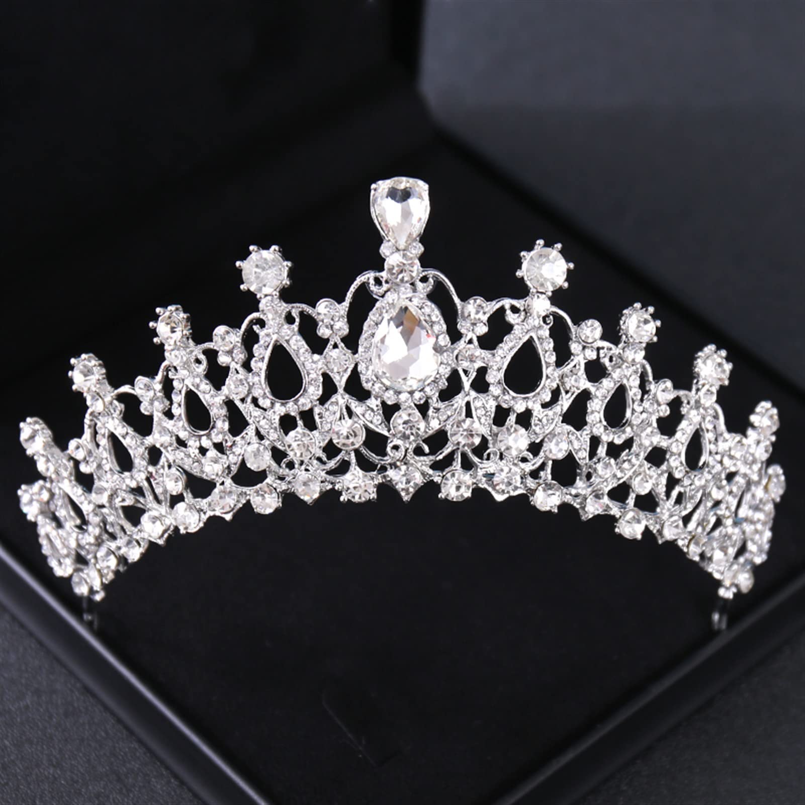 AIHEDOUJ Kristall Krone Tiara Vintage Strass Frauen Kronen und Tiaras Diademe Stirnbänder Braut Hochzeit Haarschmuck Schmuck Stirnbänder