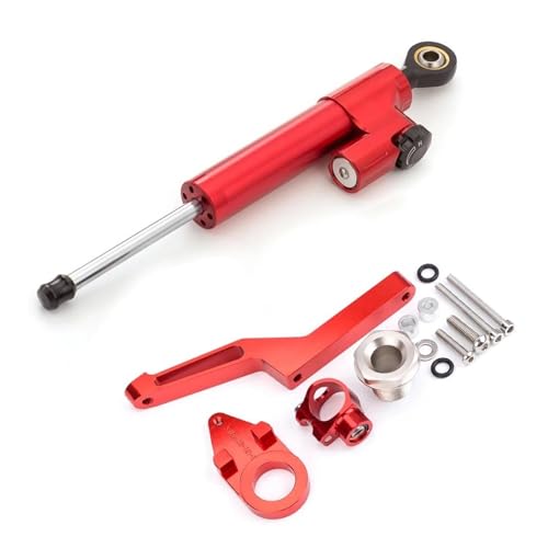 Dämpfer Lenkungsstabilisator Lenkungsdämpfer Motorrad Stabilisieren Dämpfer Halterung Montage Kit Für Kawasaki Für ZX6R ZX-6R Für Ninja 600 Für ZX636 2009-2021 CNC-Halterung(Red)