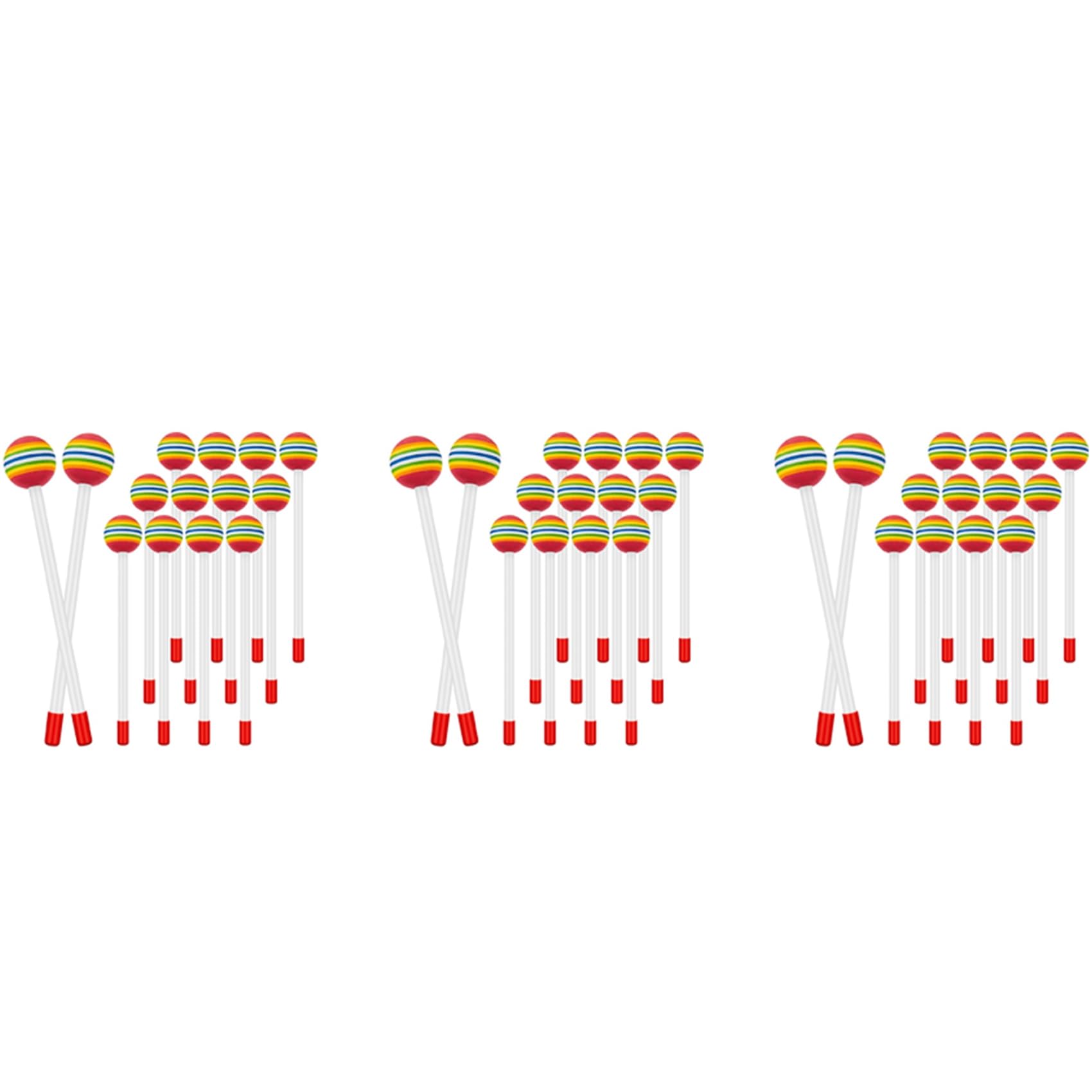 SICOSALT 42 Stücke Lutscher Trommel Mallet Stäbe Runder Regenbogen Hammer Schlagzeug Stäbe Kunststoff Trommelstöcke für Kinder Kinderhammer
